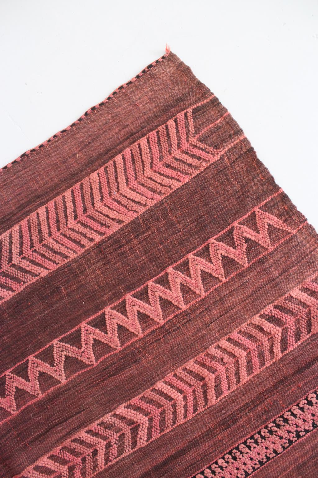 Vintage area moroccan rug - brown, pink - Kilim - 5.4x8.5feet / 165x260cm