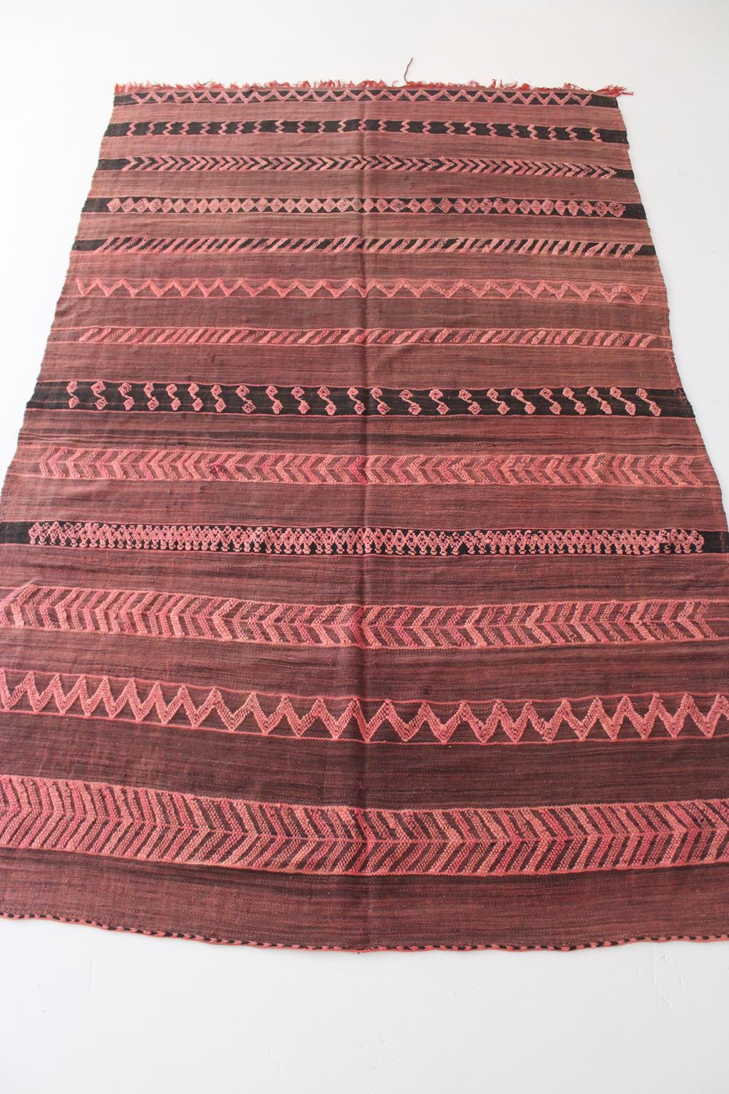 Vintage area moroccan rug - brown, pink - Kilim - 5.4x8.5feet / 165x260cm