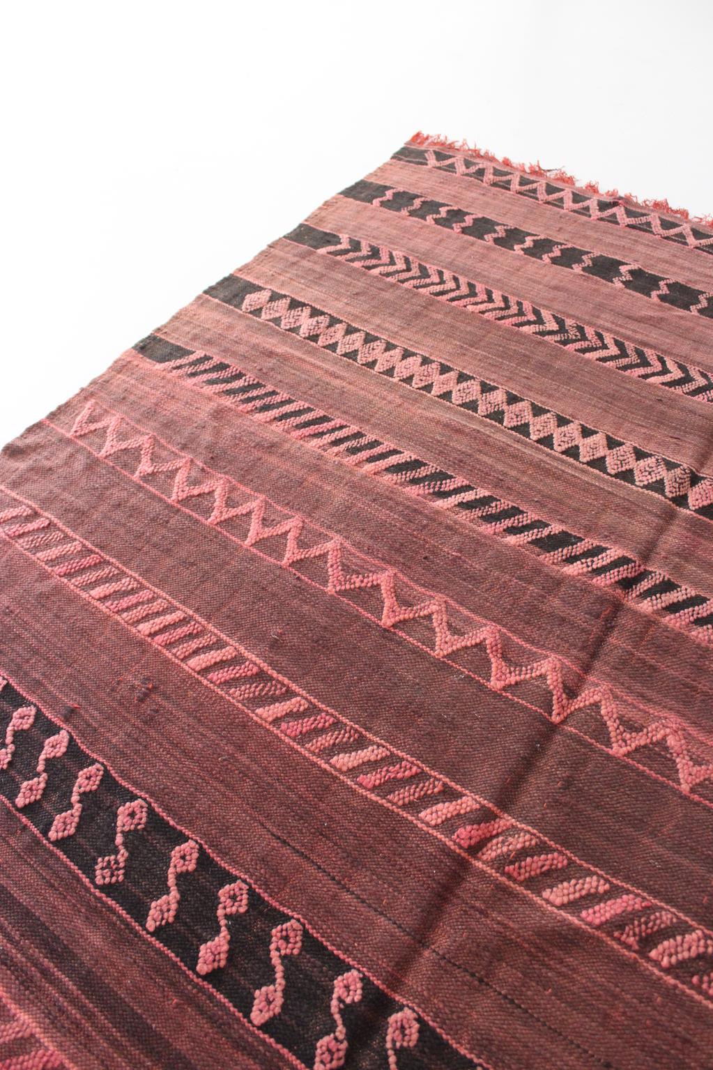 Vintage area moroccan rug - brown, pink - Kilim - 5.4x8.5feet / 165x260cm