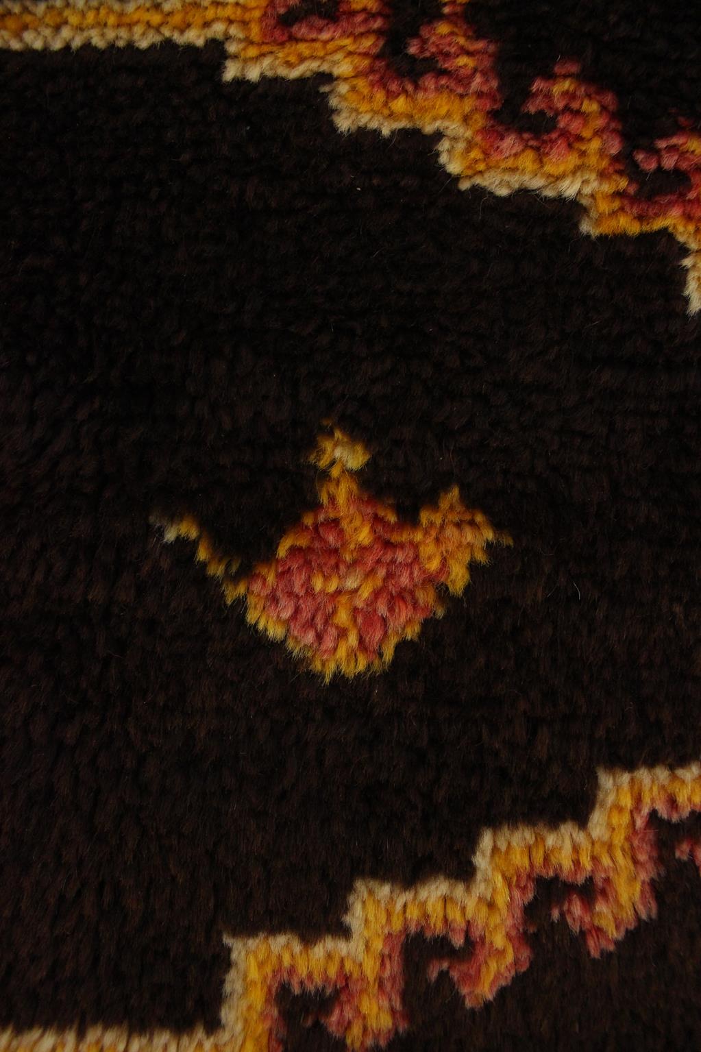 Vintage small moroccan rug - brown, yellow, red - Taznakht - 3.3x6.4feet / 100x195cm