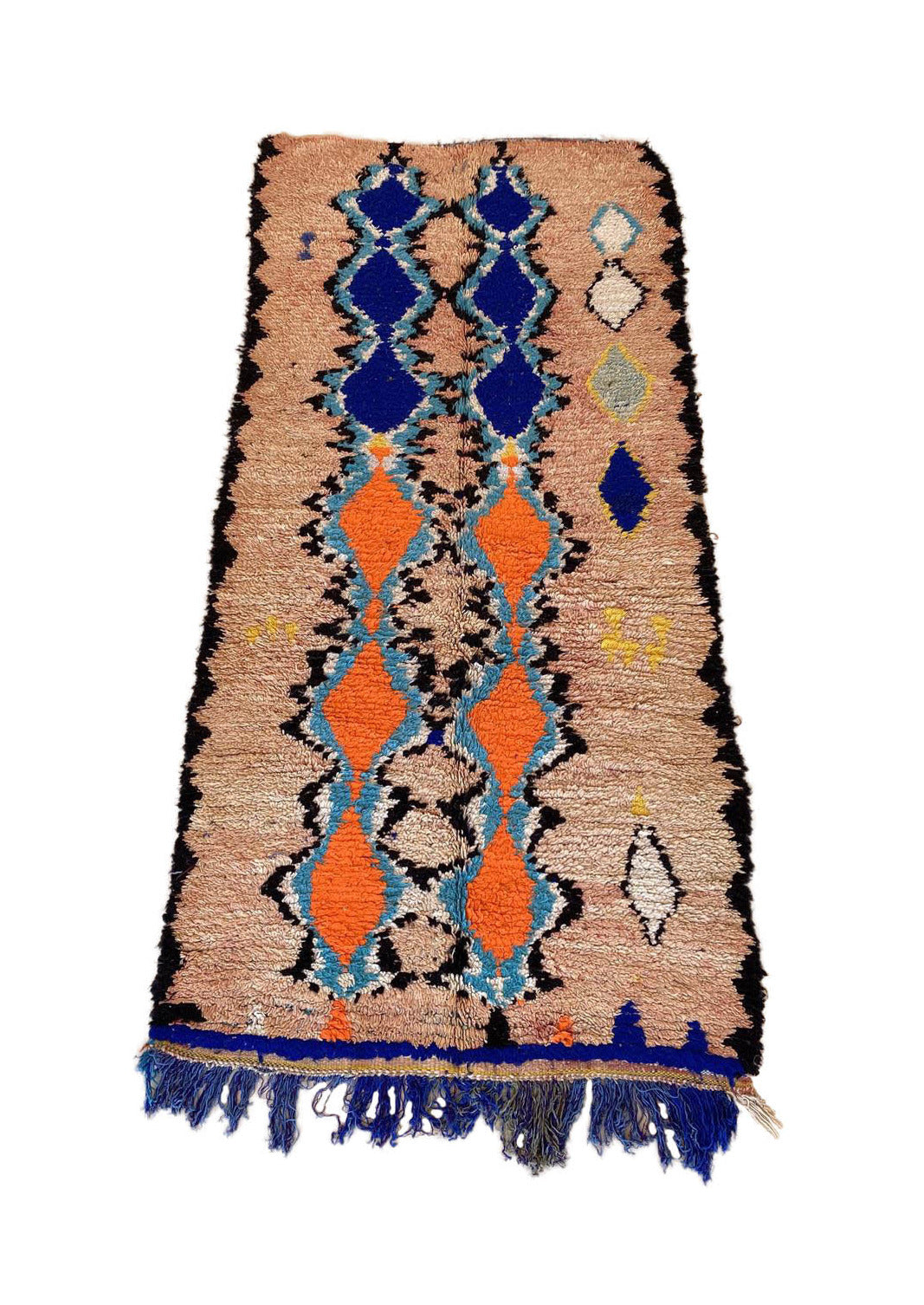Vintage moroccan runner rug - peach, blue, orange - Azilal - 4.3x9.6feet / 132x295cm