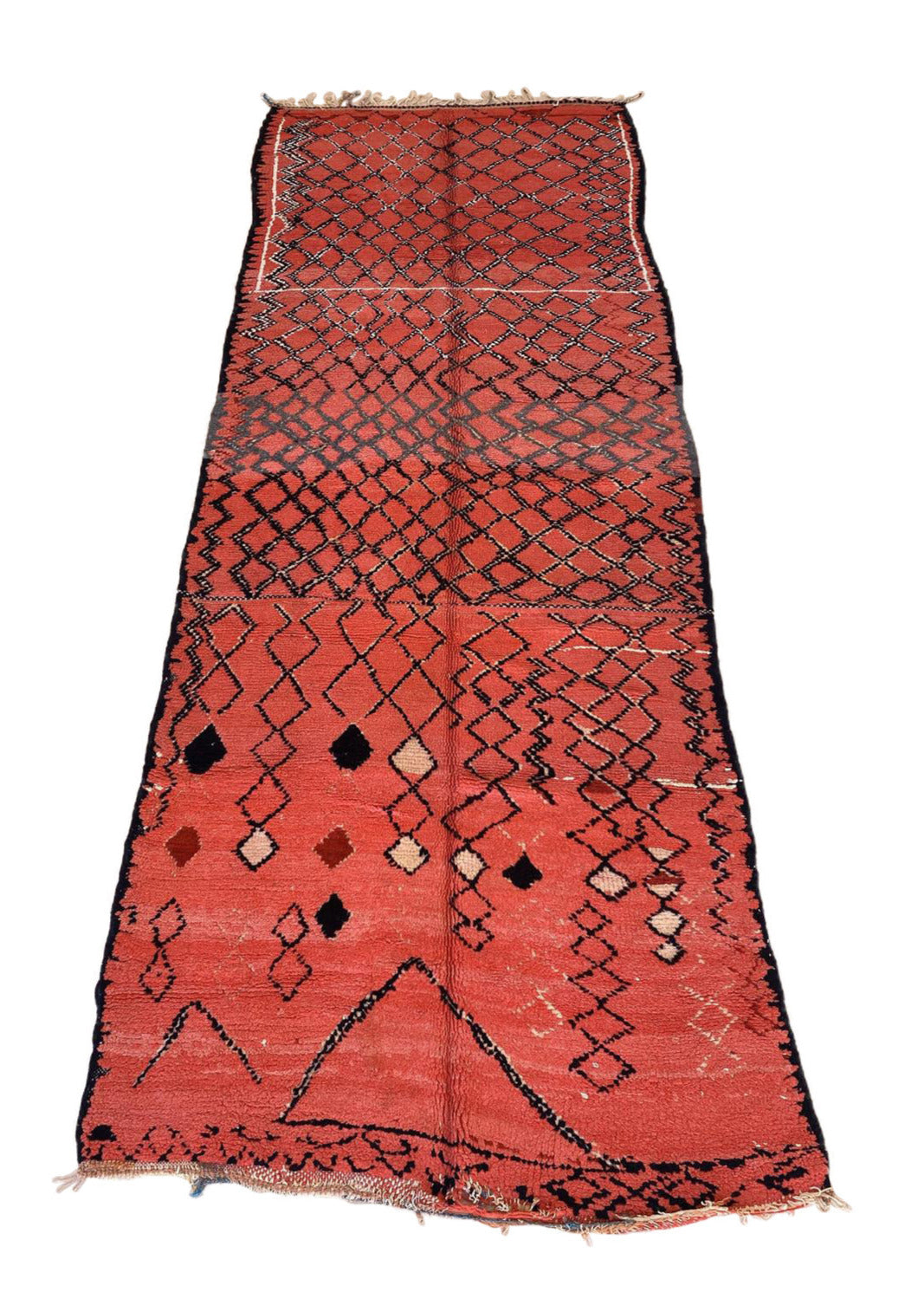 Vintage moroccan rug - red - Azilal - 4.9x13.4feet / 151x410cm