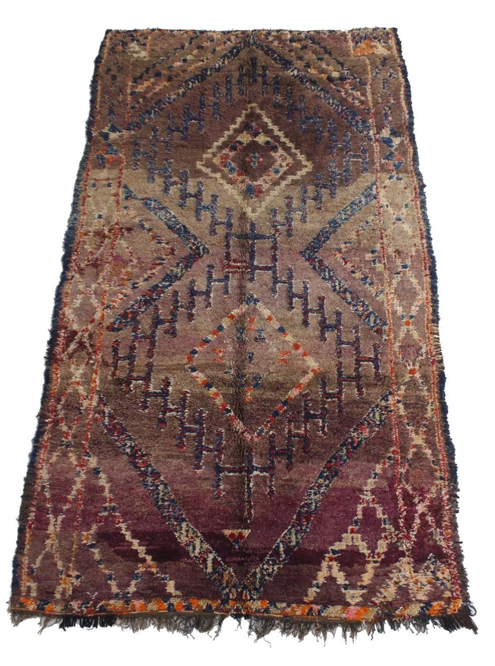 Vintage area moroccan rug - purple - Beni Mguild - 5.2x9.8feet / 160x300cm