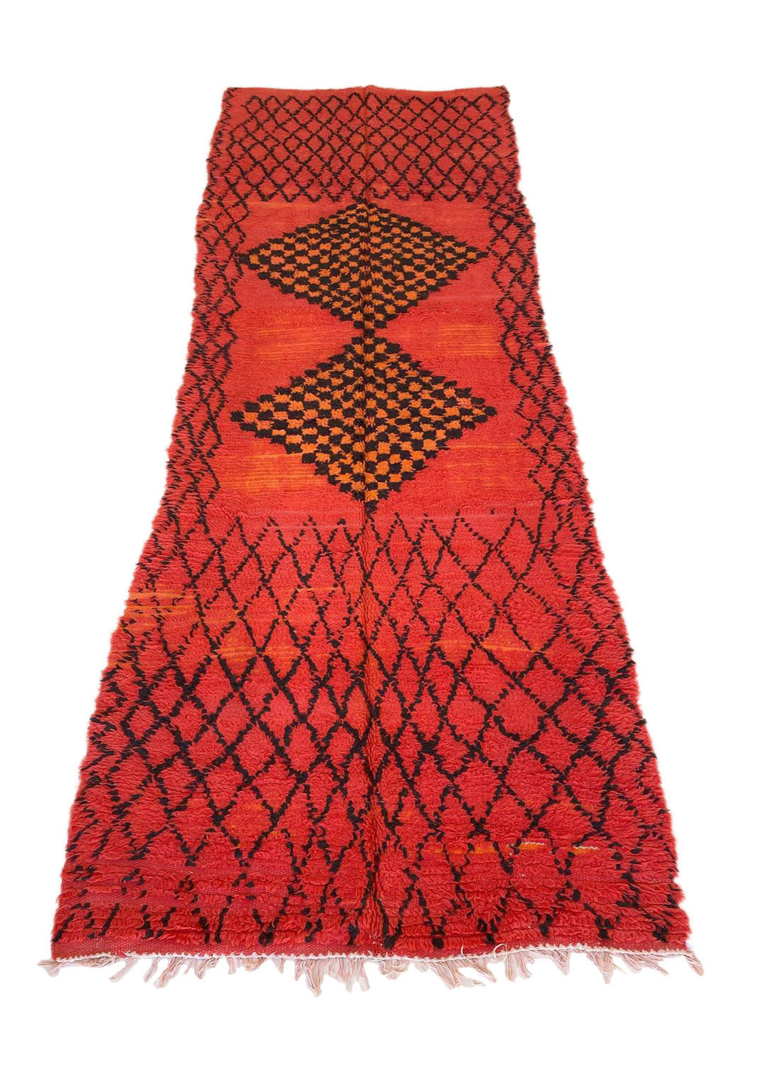 Vintage moroccan runner rug - orange - Boujad - 4.1x12.8feet / 127x390cm