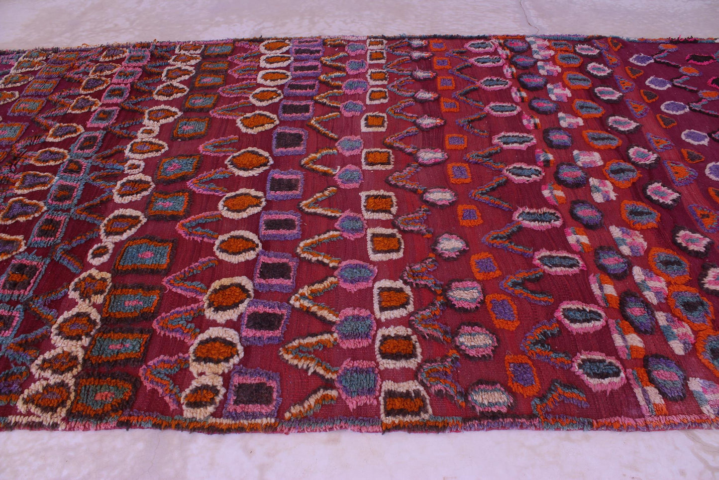 Vintage area moroccan rug - purple - Talsint - 6.2x15feet / 189x457cm