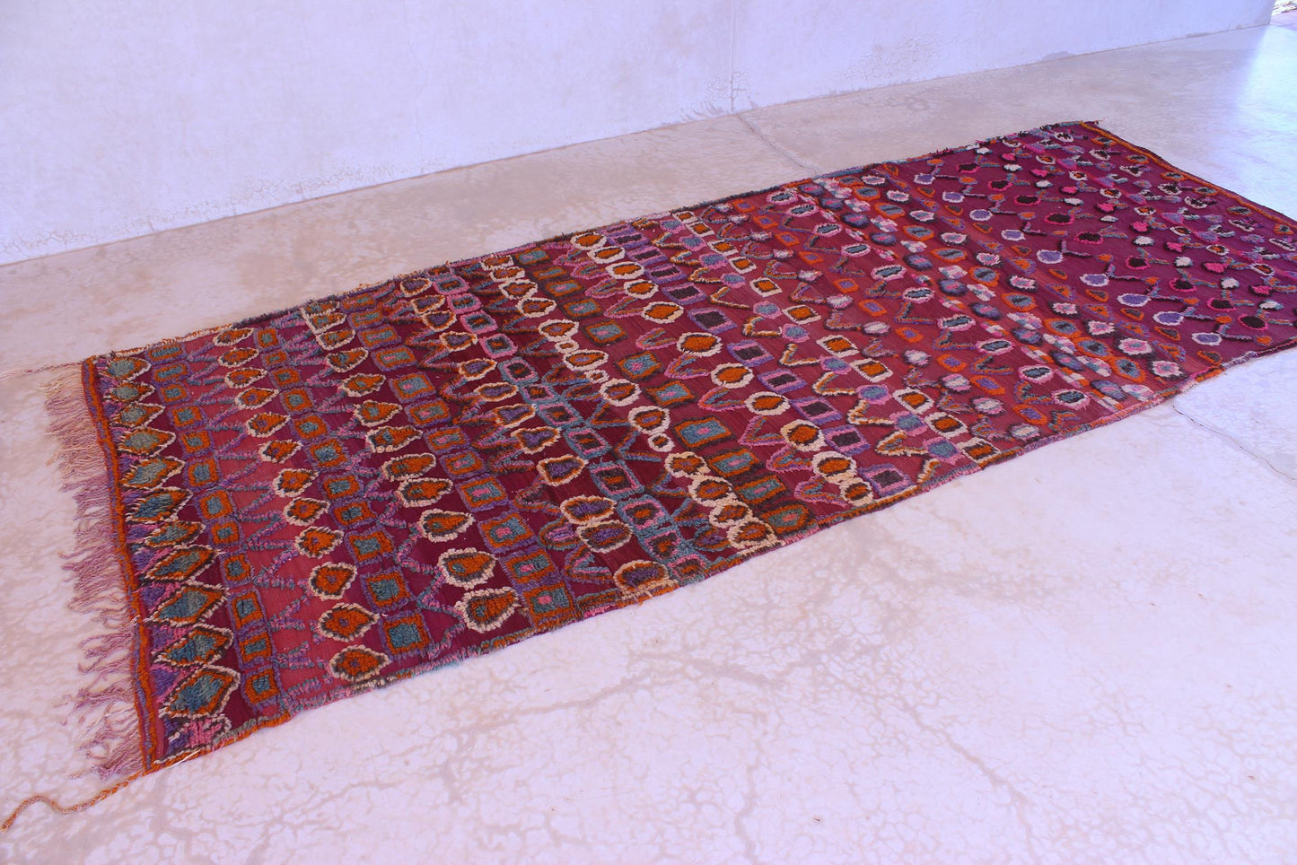 Vintage area moroccan rug - purple - Talsint - 6.2x15feet / 189x457cm