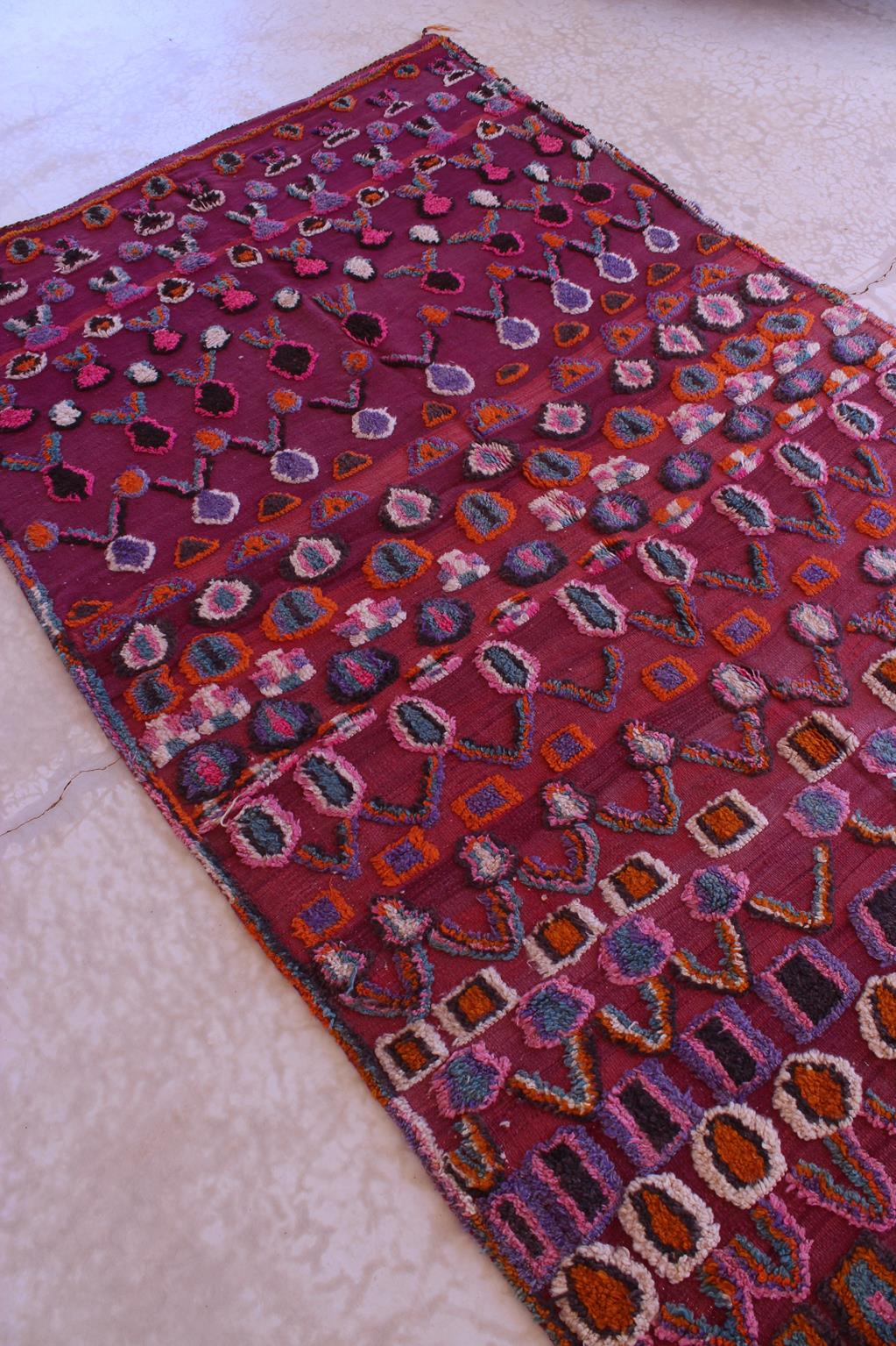 Vintage area moroccan rug - purple - Talsint - 6.2x15feet / 189x457cm
