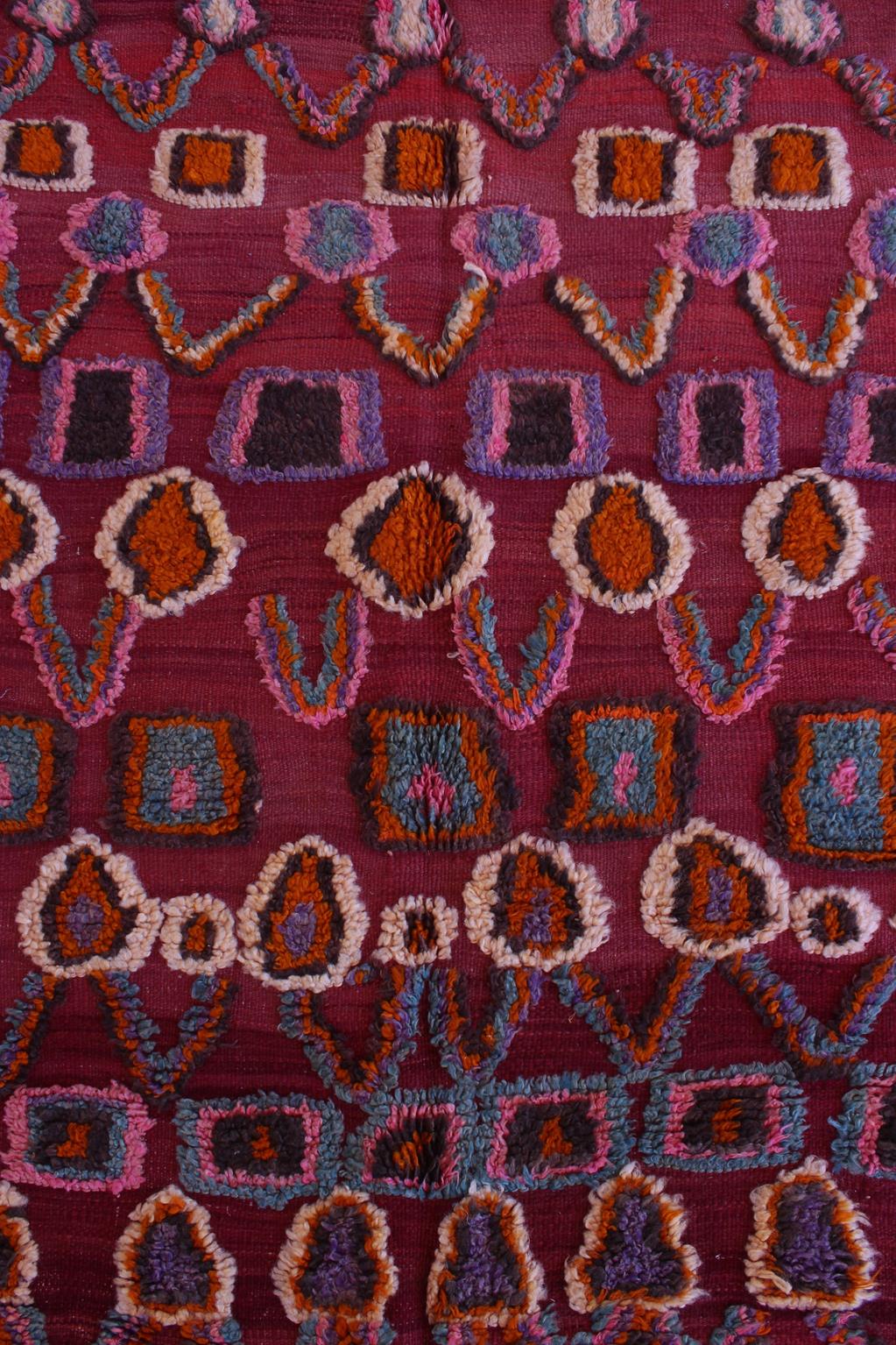 Vintage area moroccan rug - purple - Talsint - 6.2x15feet / 189x457cm