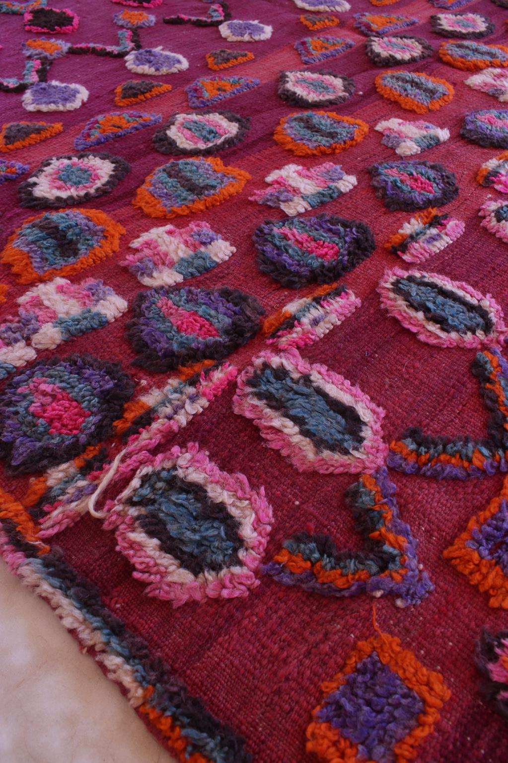 Vintage area moroccan rug - purple - Talsint - 6.2x15feet / 189x457cm