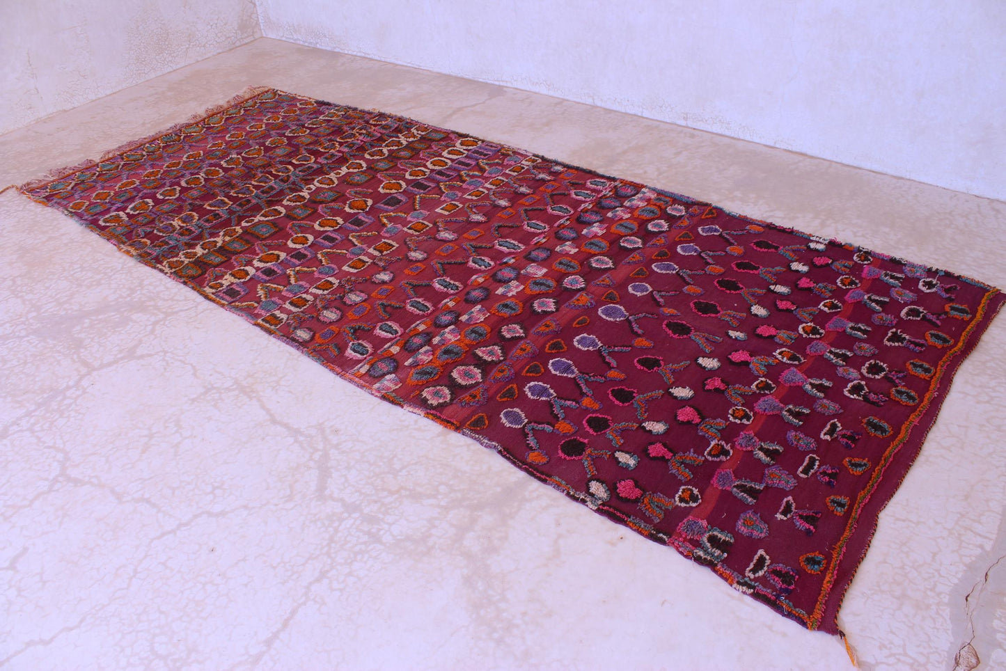 Vintage area moroccan rug - purple - Talsint - 6.2x15feet / 189x457cm