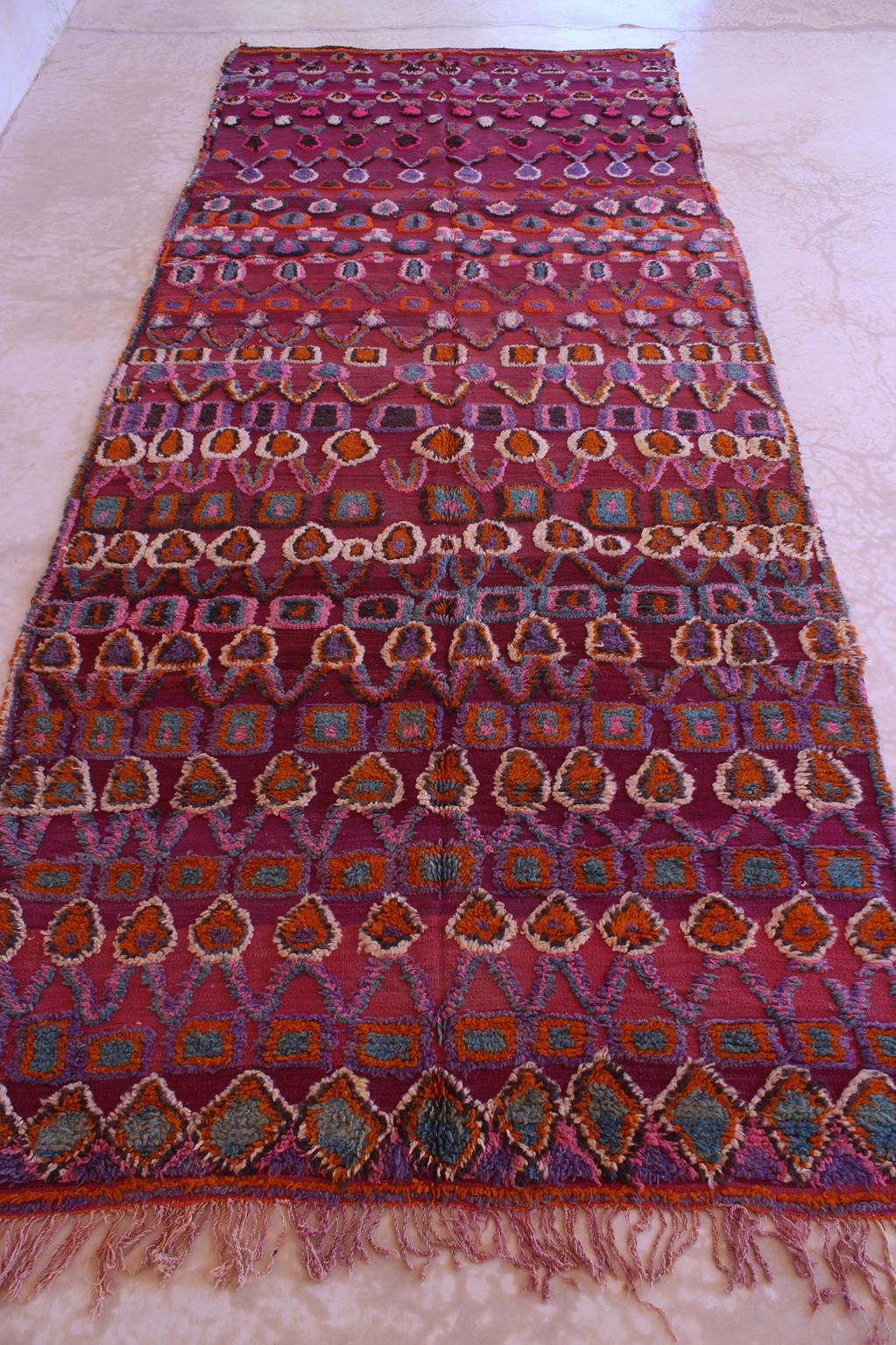 Vintage area moroccan rug - purple - Talsint - 6.2x15feet / 189x457cm