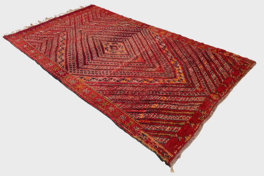 Vintage area moroccan rug - red - Zayane - 6.7x11.3feet / 205x344cm