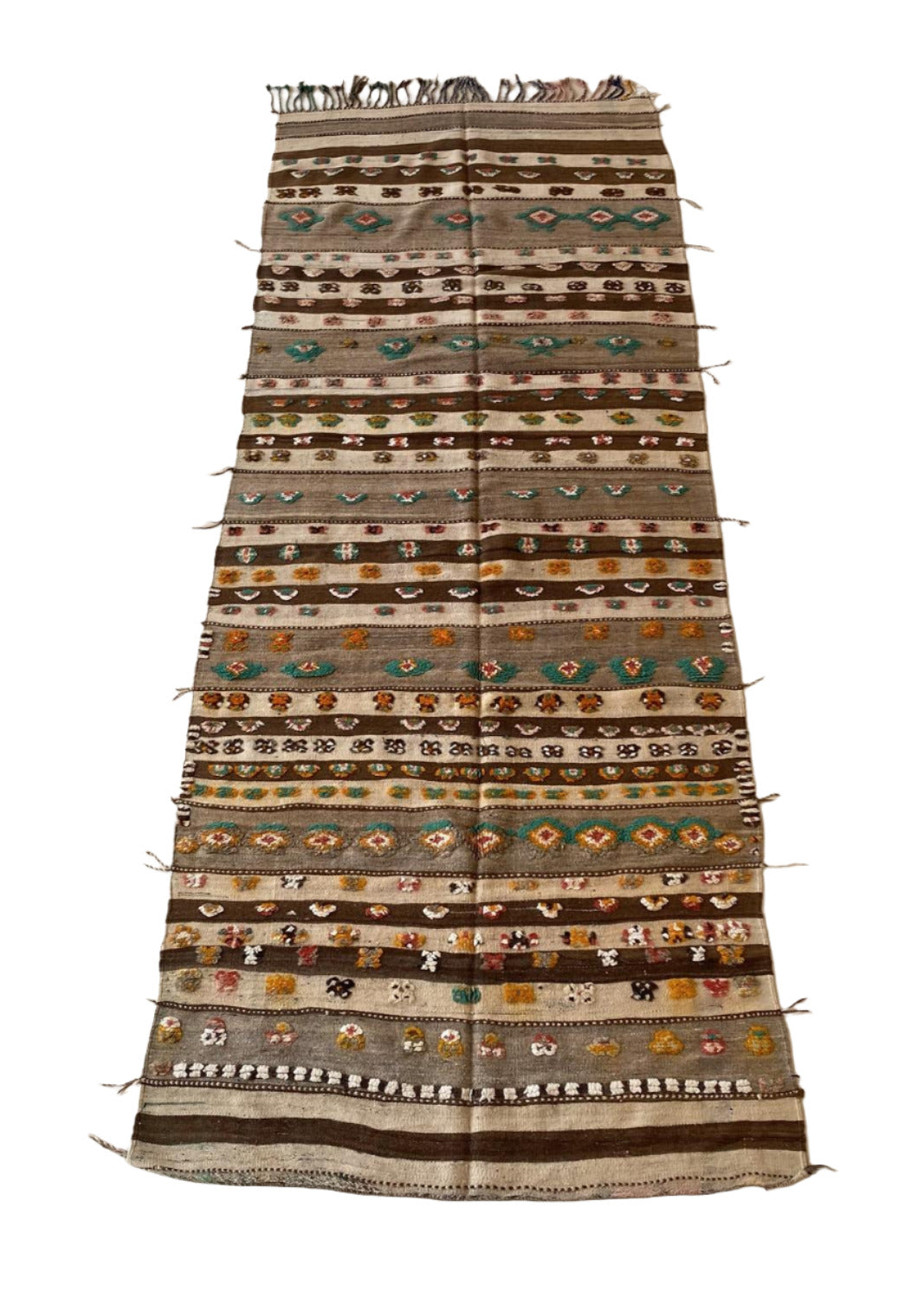 Vintage moroccan rug - Kilim - 4.3x12feet / 132x367cm
