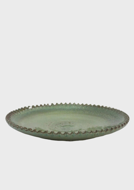 Handmade plate - green - 16.5inches / 42cm