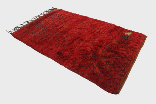 Vintage area moroccan rug - red - Zayane - 5.7x9.4feet / 174x289cm