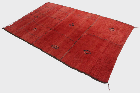 Vintage area moroccan rug - red - Ait Sgougou - 7.2x11.5feet / 220x350cm