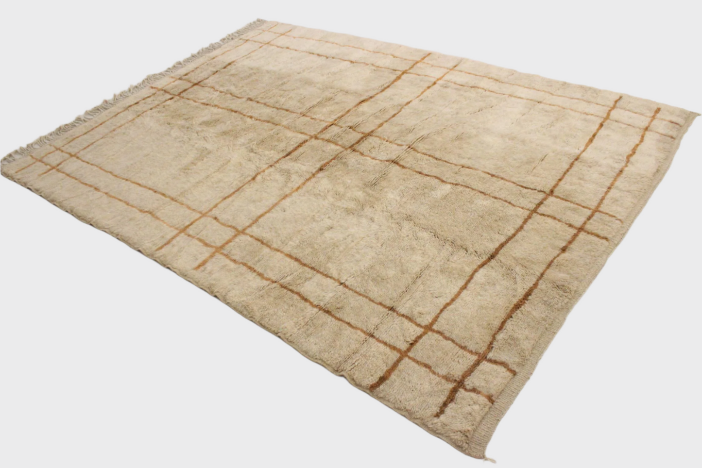 Contemporary area moroccan rug - beige & brown - Mrirt - 8.4x11.2feet / 252x342cm