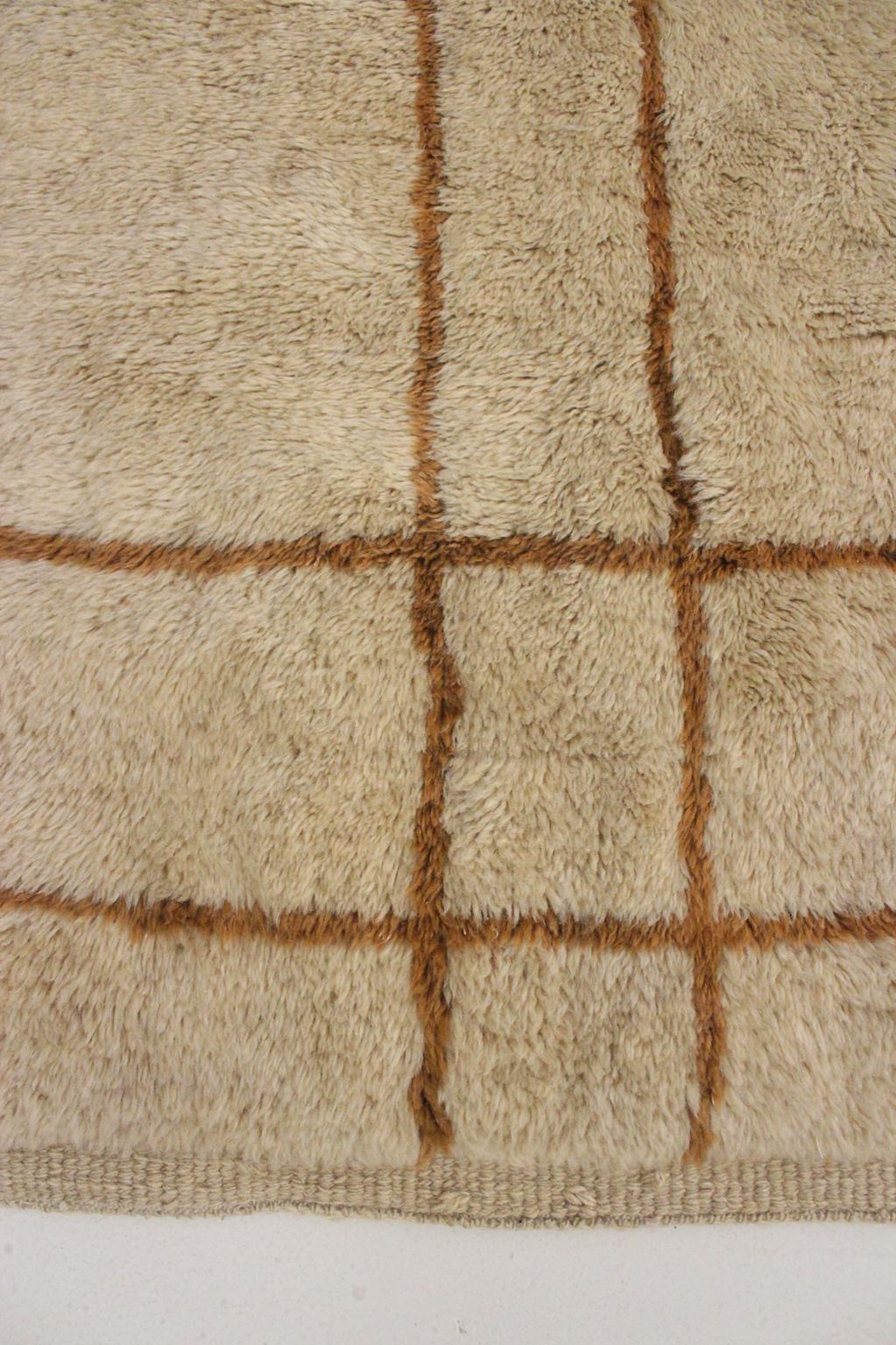 Contemporary area moroccan rug - beige & brown - Mrirt - 8.4x11.2feet / 252x342cm