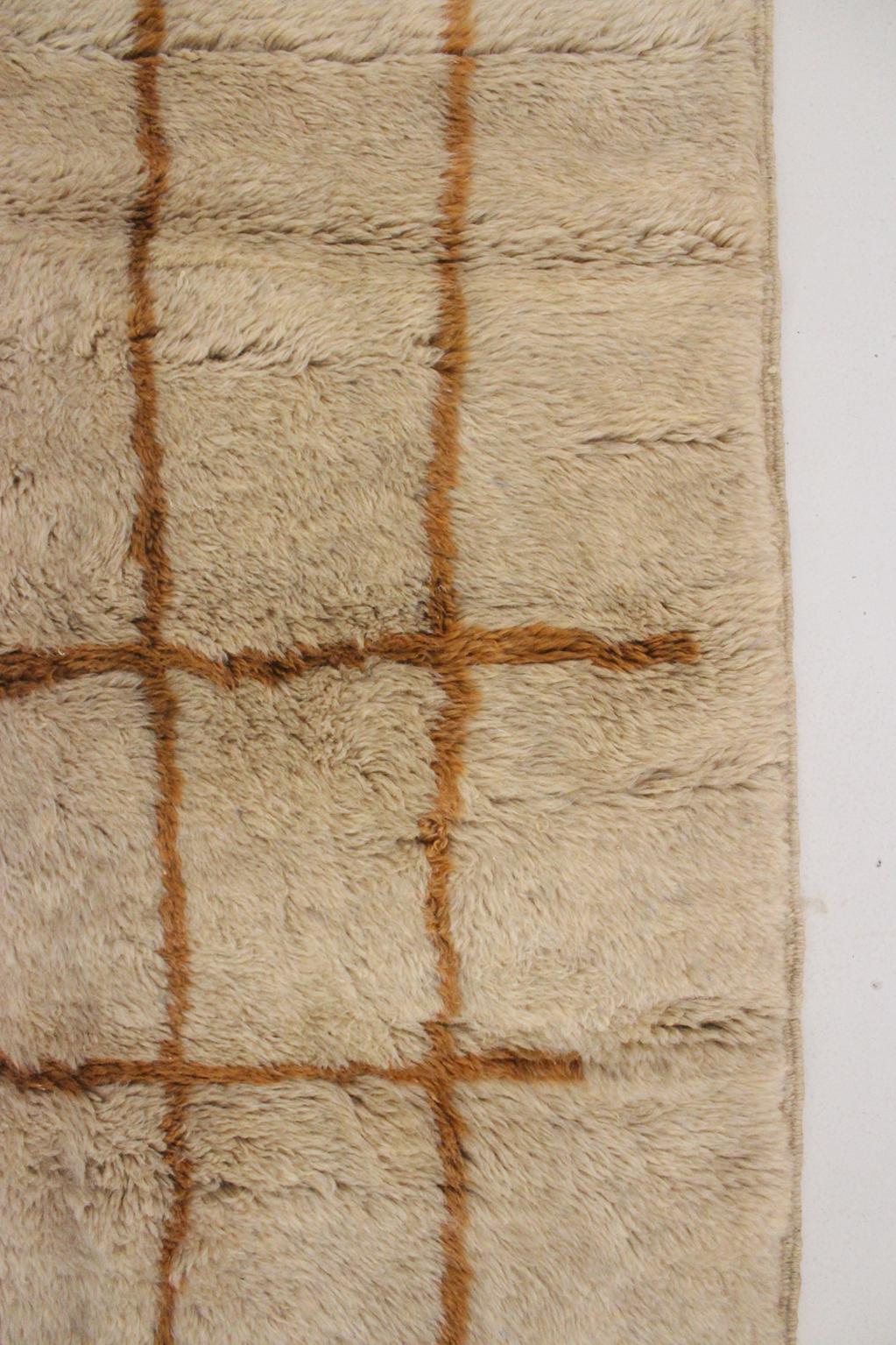 Contemporary area moroccan rug - beige & brown - Mrirt - 8.4x11.2feet / 252x342cm