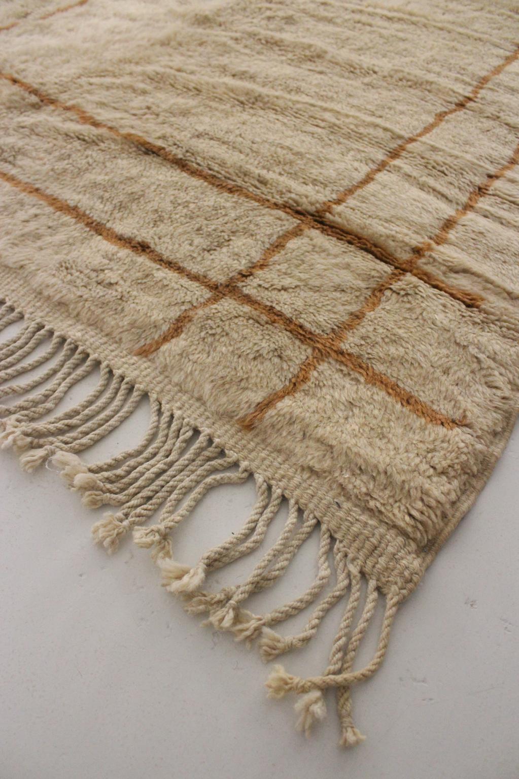 Contemporary area moroccan rug - beige & brown - Mrirt - 8.4x11.2feet / 252x342cm