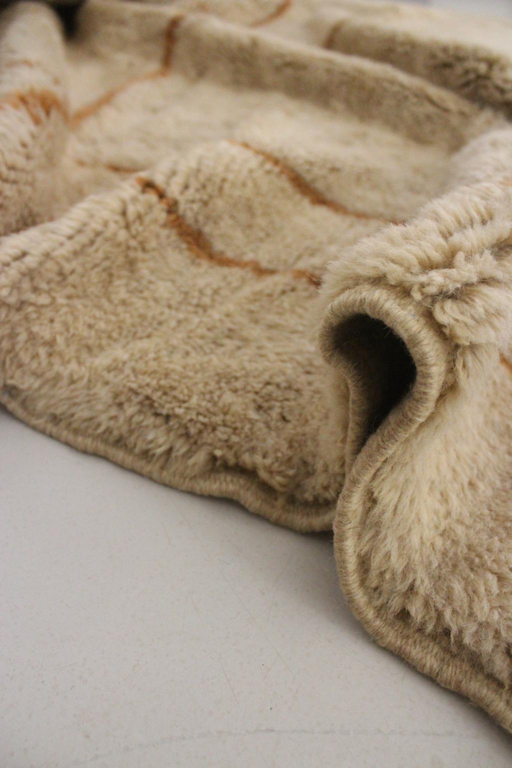 Contemporary area moroccan rug - beige & brown - Mrirt - 8.4x11.2feet / 252x342cm
