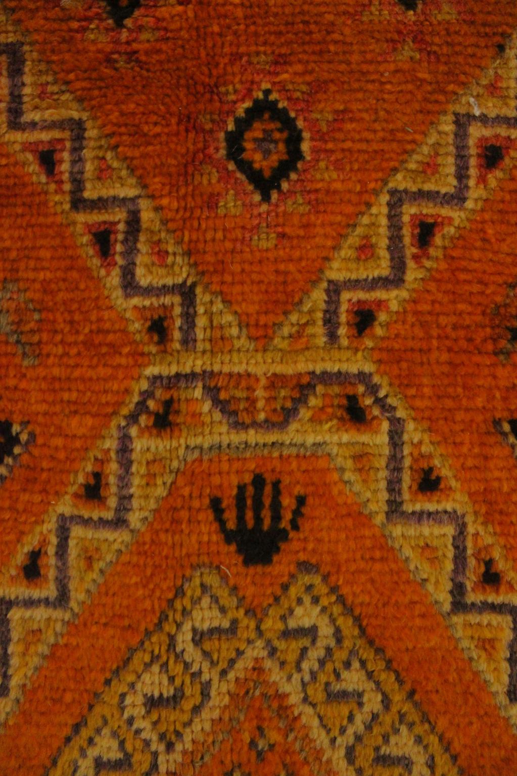 Vintage traditional moroccan rug - yellow, orange - Taznakht - 4.9x12.6feet / 150x385cm