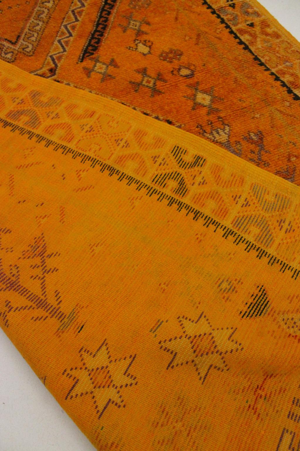 Vintage traditional moroccan rug - yellow, orange - Taznakht - 4.9x12.6feet / 150x385cm