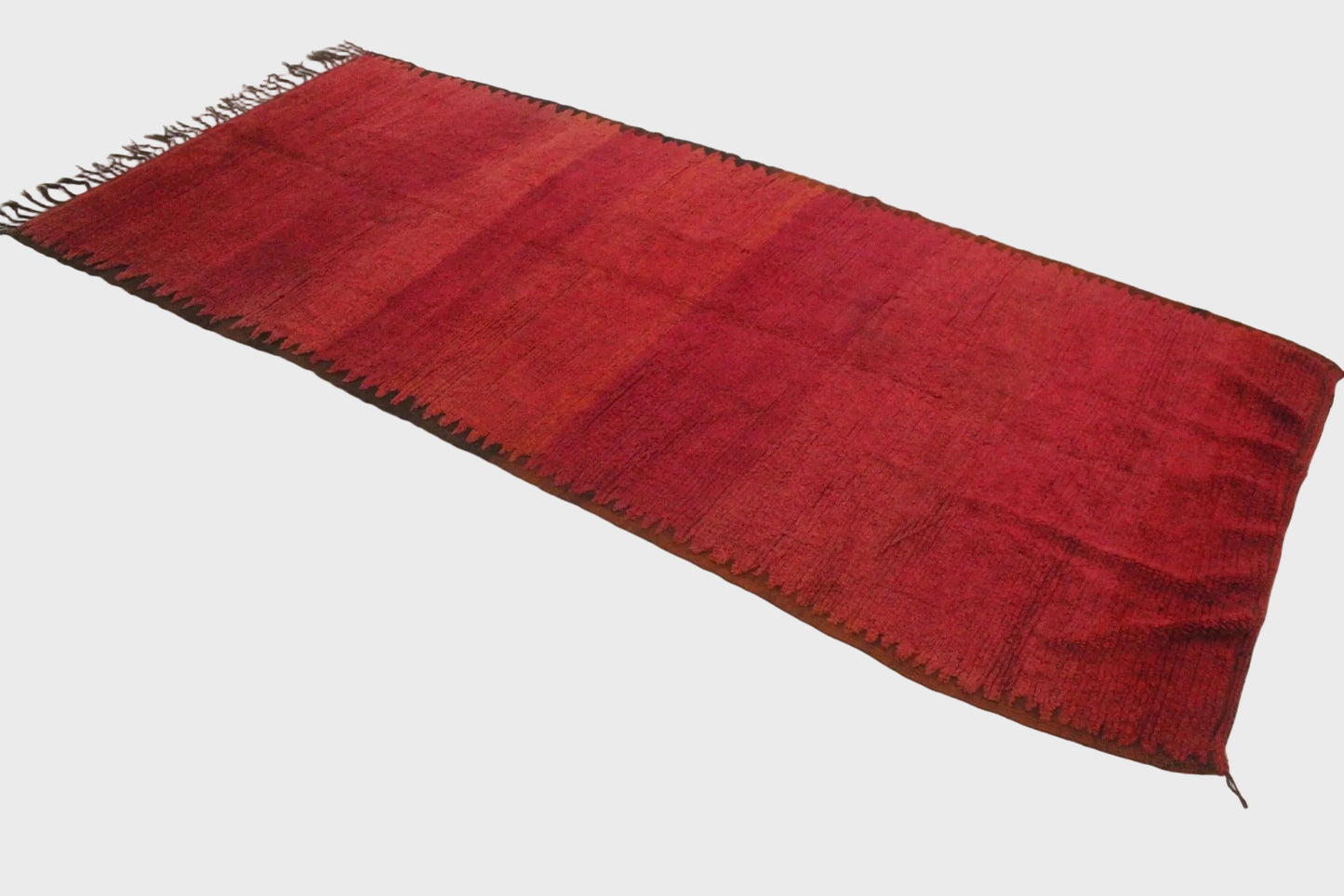Vintage area moroccan rug - raspberry red - Rehamna - 5.2x12feet / 160x365cm