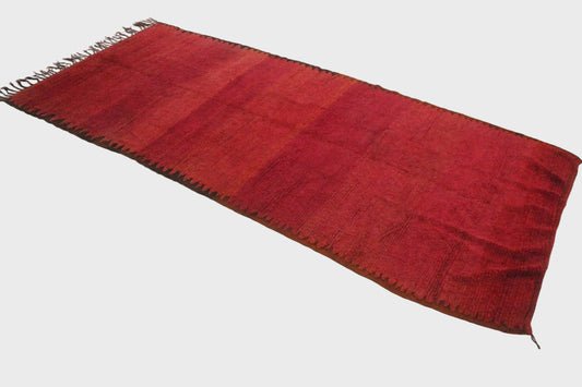 Vintage area moroccan rug - raspberry red - Rehamna - 5.2x12feet / 160x365cm