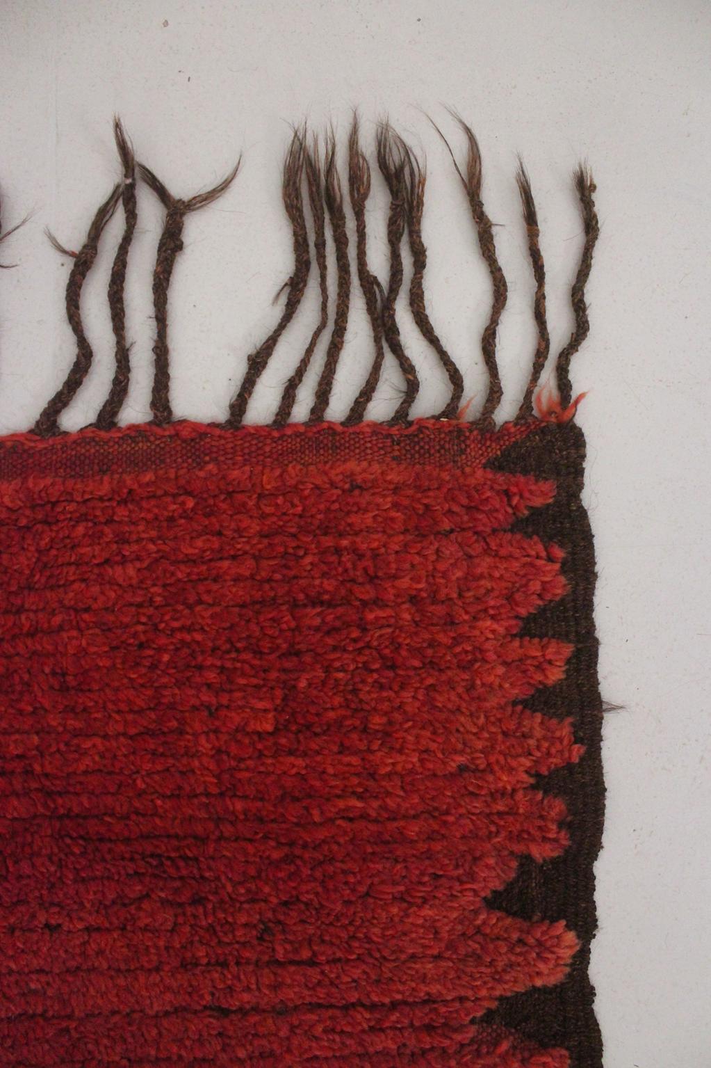 Vintage area moroccan rug - raspberry red - Rehamna - 5.2x12feet / 160x365cm