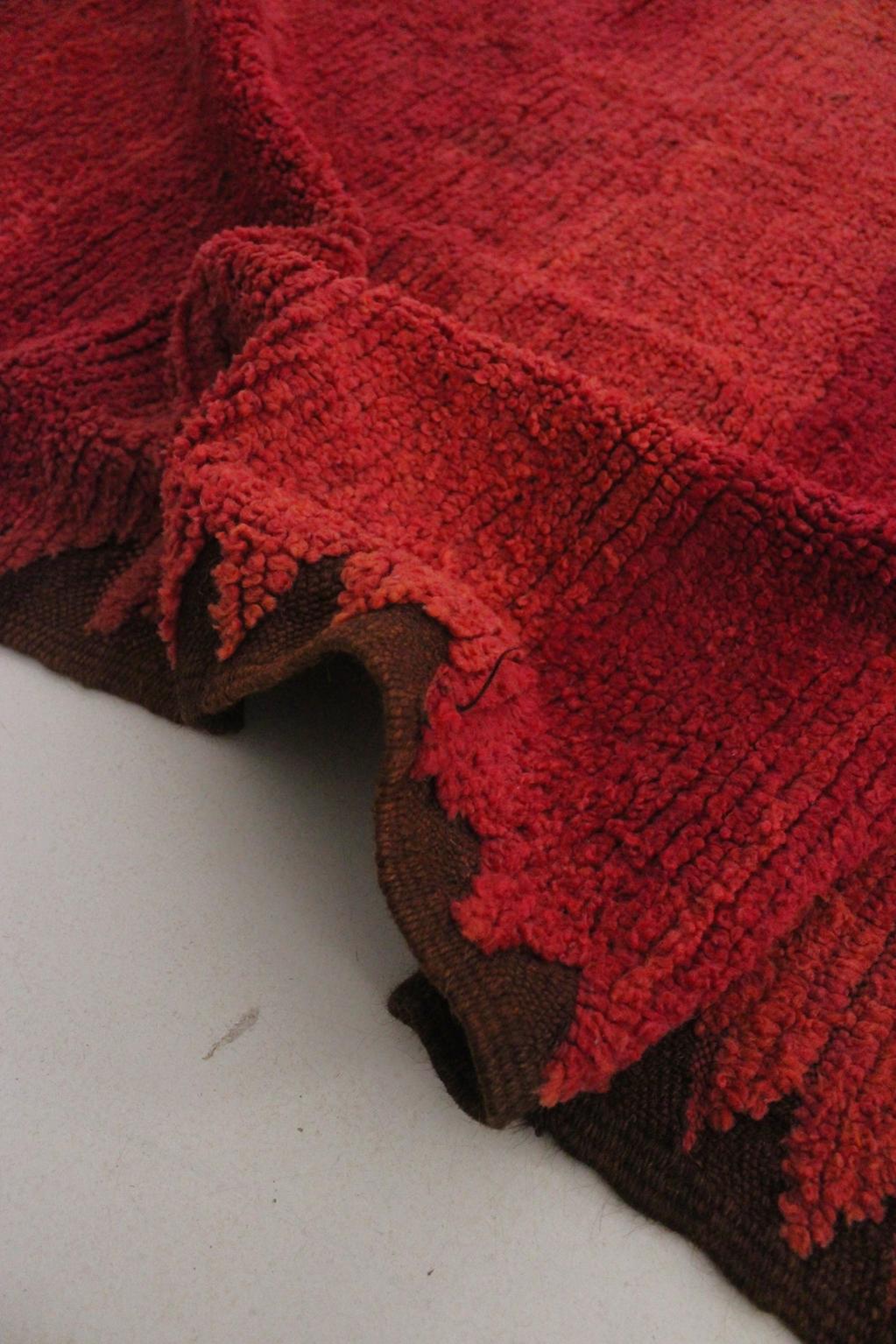 Vintage area moroccan rug - raspberry red - Rehamna - 5.2x12feet / 160x365cm