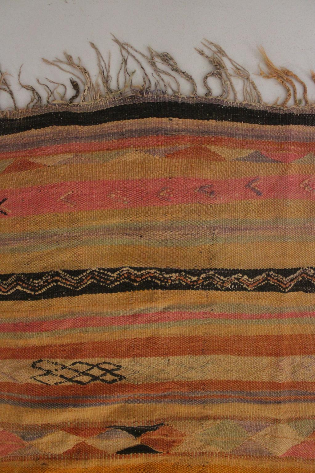 Vintage moroccan blanket/kilim - Orange, yellow, black, pink - Hanbel - 175x310cm / 5.7x10.2feet