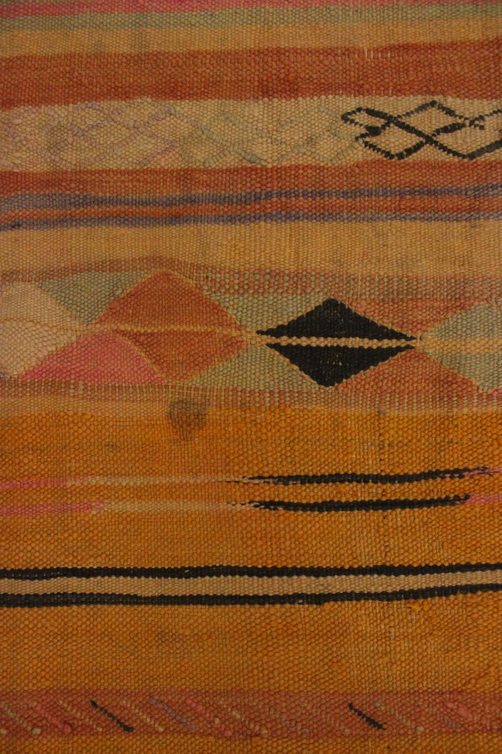 Vintage moroccan blanket/kilim - Orange, yellow, black, pink - Hanbel - 175x310cm / 5.7x10.2feet