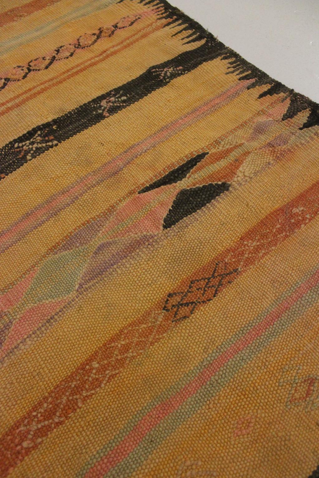 Vintage moroccan blanket/kilim - Orange, yellow, black, pink - Hanbel - 175x310cm / 5.7x10.2feet