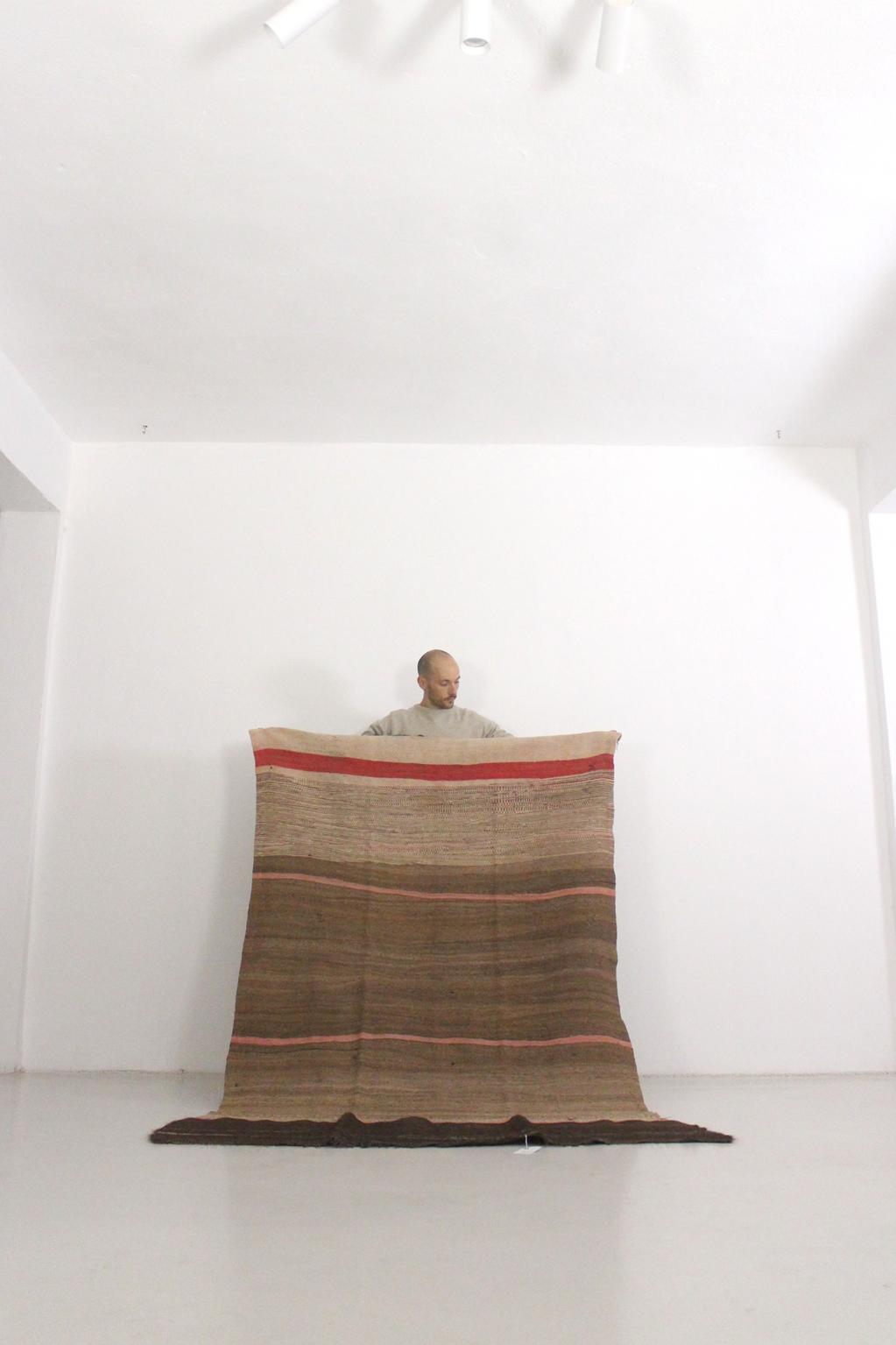 Vintage moroccan rug - beige, brown, pink, red - Kilim Zanafi - 170x255cm / 5.5x8.3feet