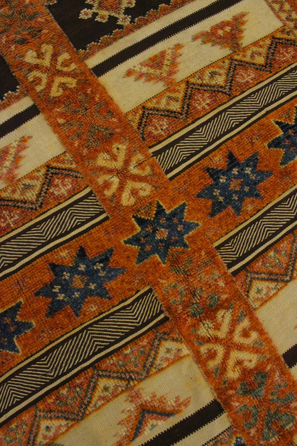 Vintage traditional moroccan rug - honey, blue - Glaoui - 160x400cm / 5.2x13.1feet