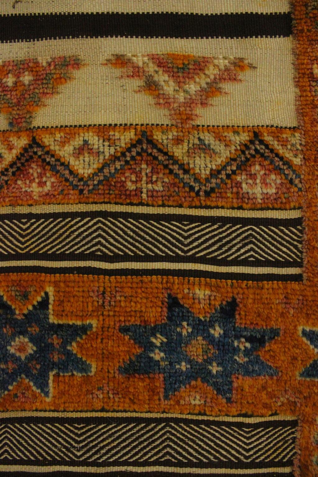 Vintage traditional moroccan rug - honey, blue - Glaoui - 160x400cm / 5.2x13.1feet