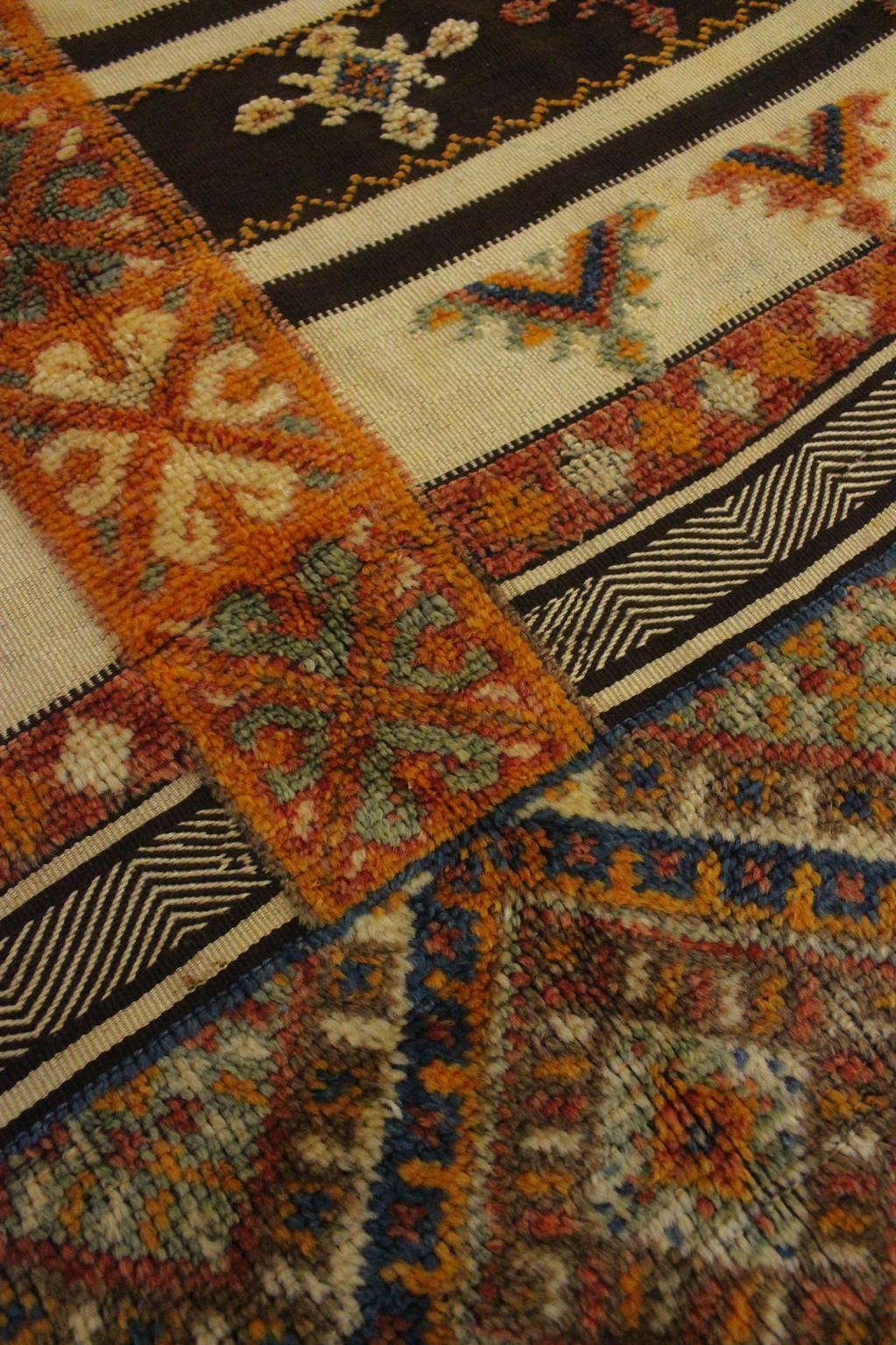 Vintage traditional moroccan rug - honey, blue - Glaoui - 160x400cm / 5.2x13.1feet