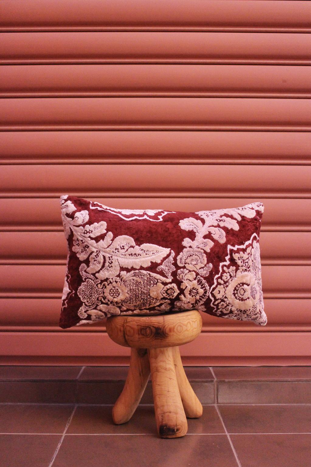 Vintage Mobra pillow (burgundy and white)