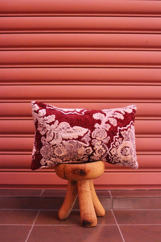 Vintage Mobra pillow (burgundy and white)