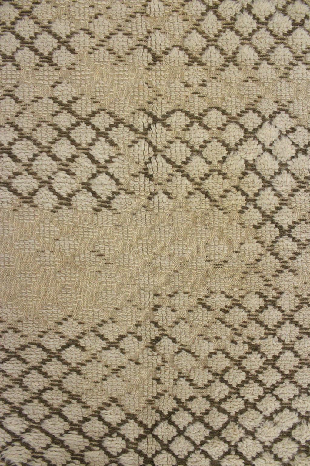 Vintage area moroccan rug - cream, brown - Beni Ourain - 6.1x10.4feet / 188x317cm