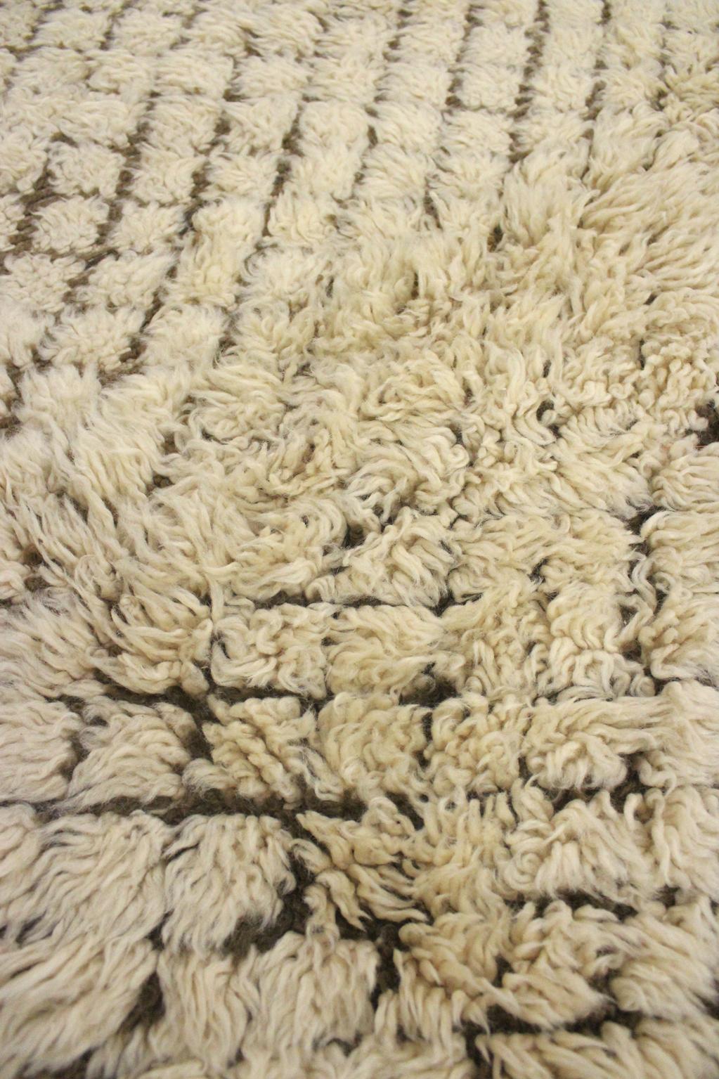 Vintage area moroccan rug - cream, brown - Beni Ourain - 6.1x10.4feet / 188x317cm