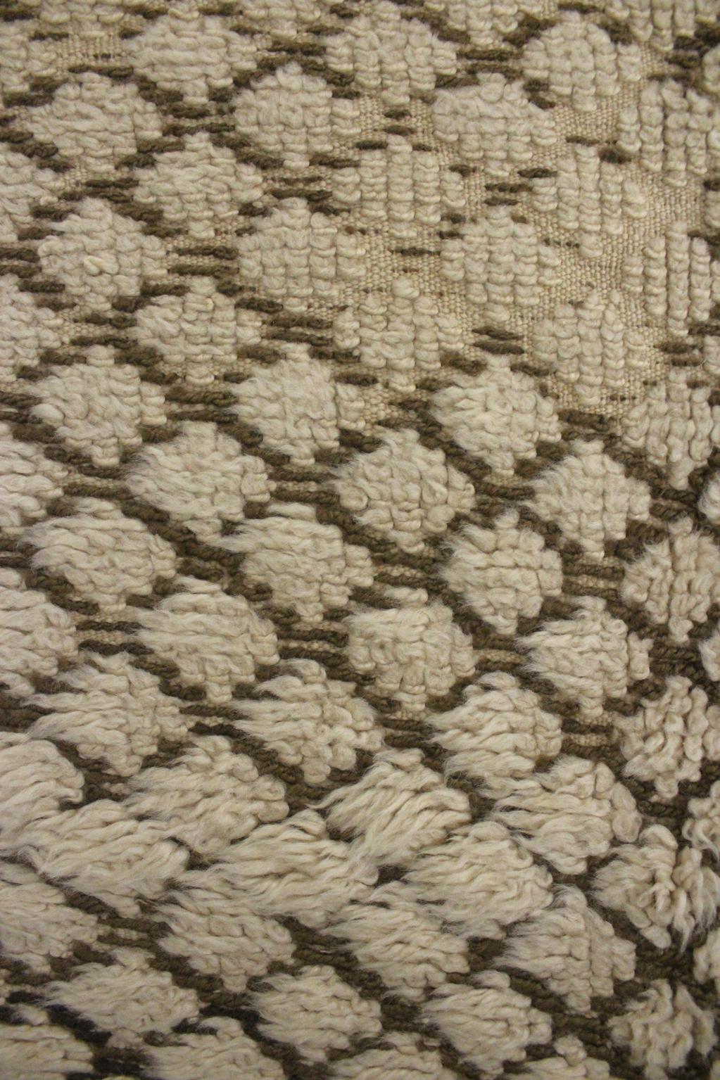 Vintage area moroccan rug - cream, brown - Beni Ourain - 6.1x10.4feet / 188x317cm