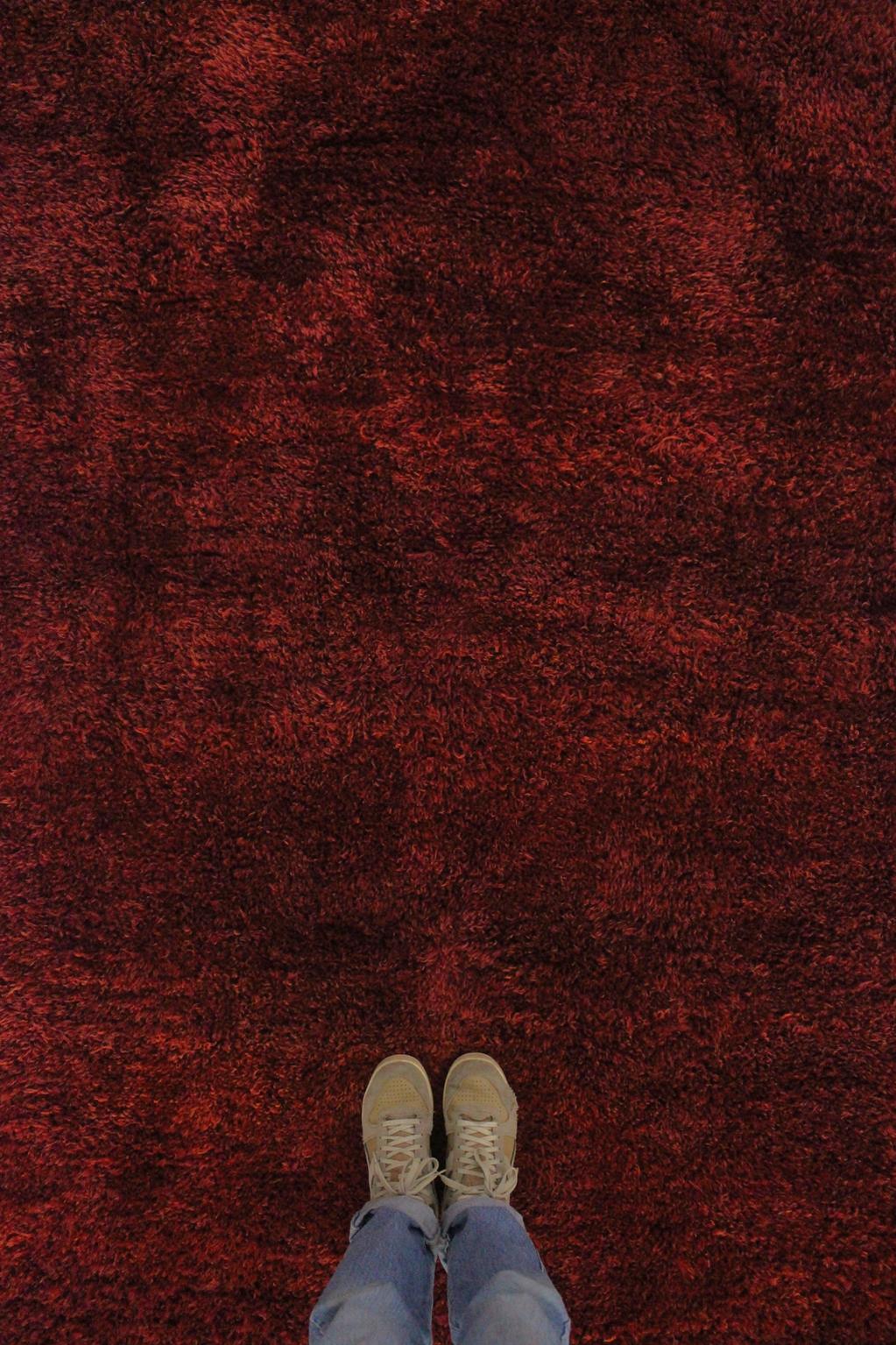 Vintage area moroccan rug - pomegranate red - Beni Mguild - 7x10feet / 213x306cm