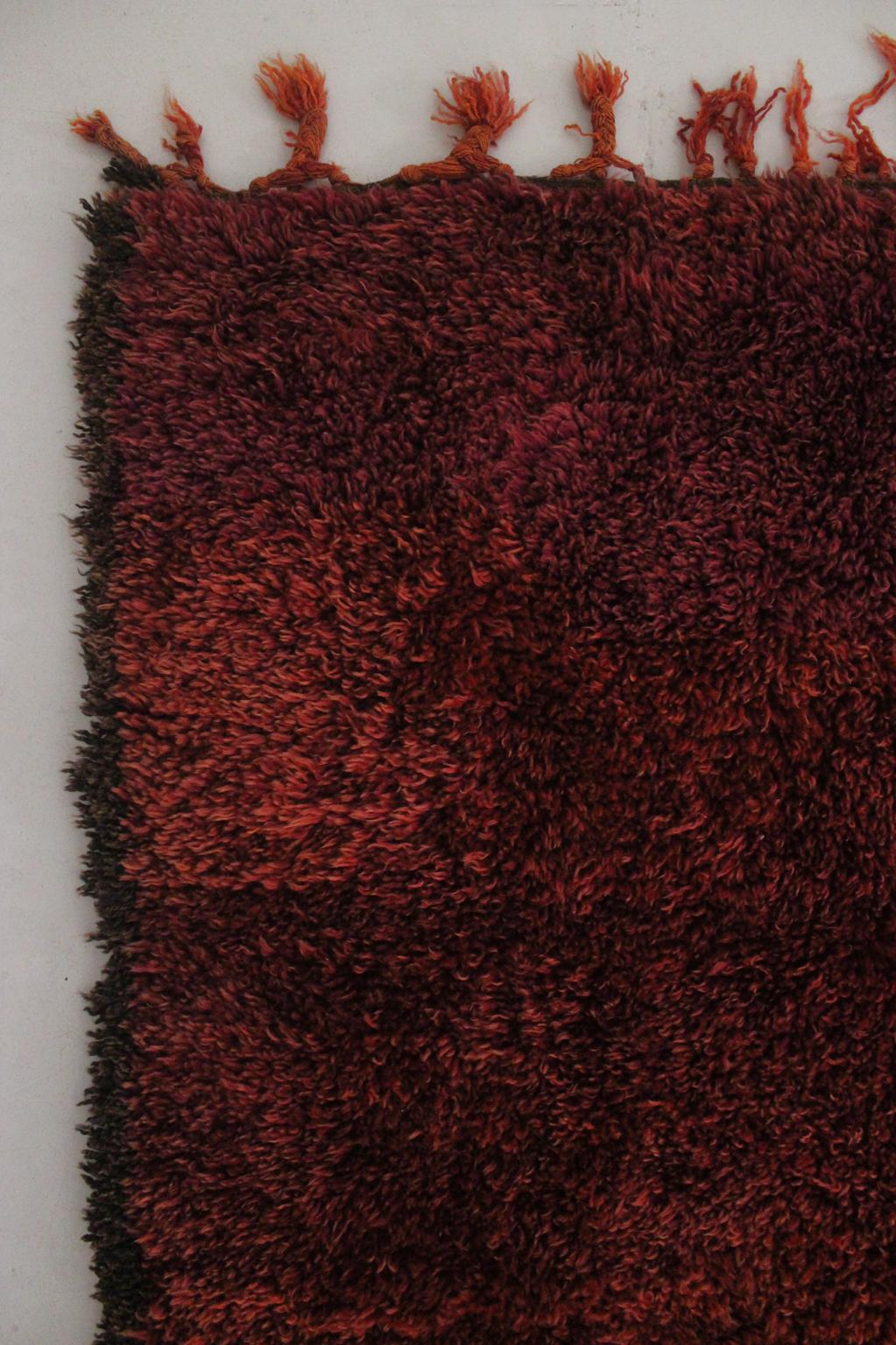 Vintage area moroccan rug - pomegranate red - Beni Mguild - 7x10feet / 213x306cm