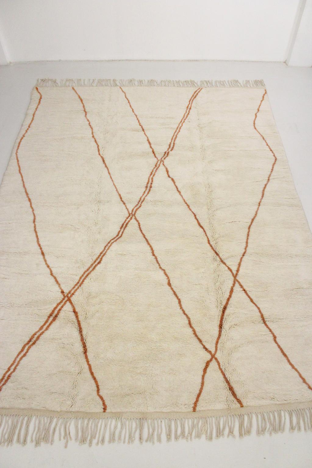 Contemporary area moroccan rug - cream, terracotta - Mrirt - 9.4x12.8feet / 287x390cm