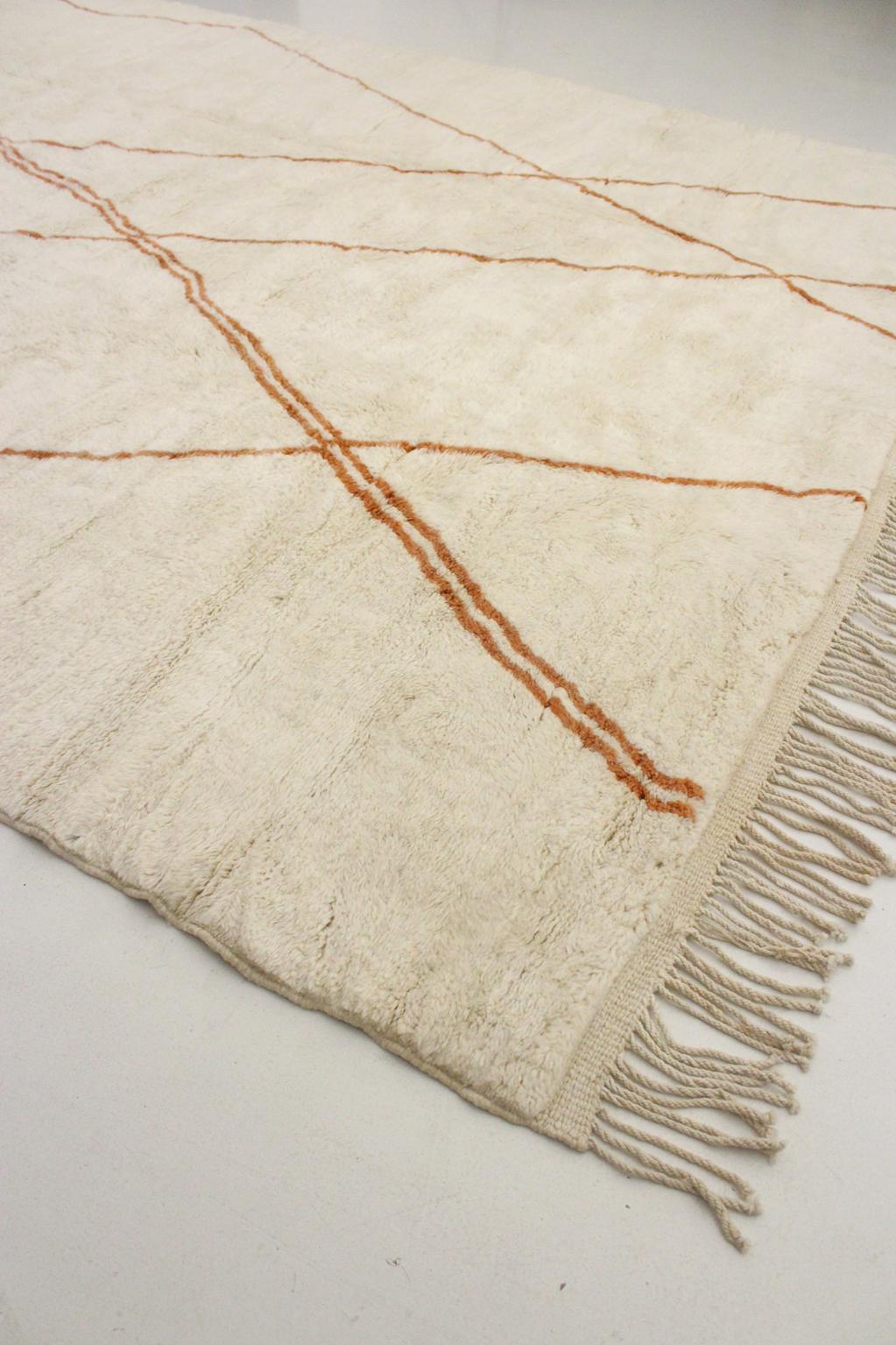Contemporary area moroccan rug - cream, terracotta - Mrirt - 9.4x12.8feet / 287x390cm