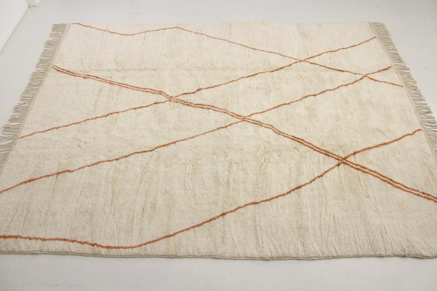 Contemporary area moroccan rug - cream, terracotta - Mrirt - 9.4x12.8feet / 287x390cm