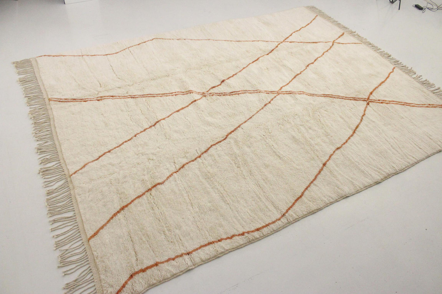 Contemporary area moroccan rug - cream, terracotta - Mrirt - 9.4x12.8feet / 287x390cm