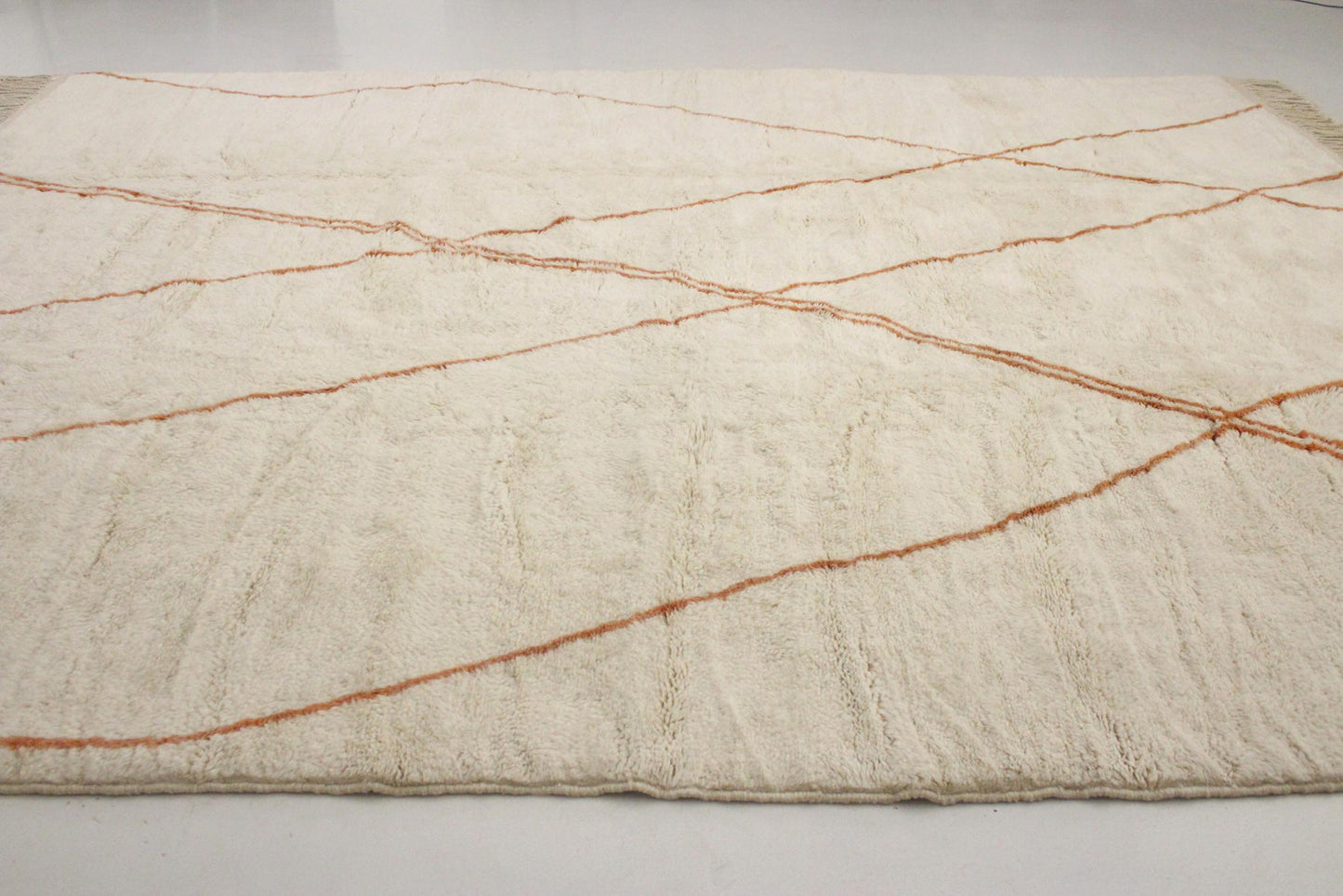 Contemporary area moroccan rug - cream, terracotta - Mrirt - 9.4x12.8feet / 287x390cm